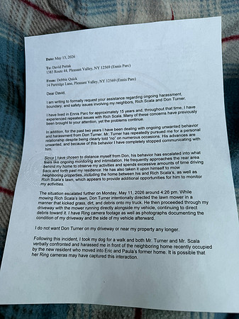 Dave Pretak letter page 1